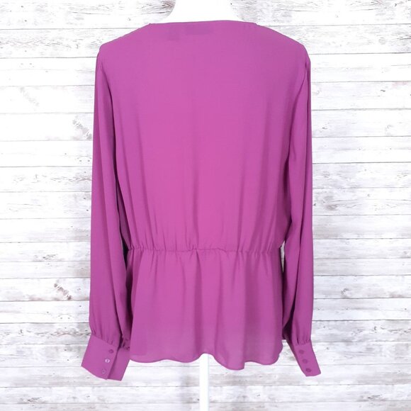 Halogen Belted Peplum Top L Purple Clover 331A - Picture 4 of 6